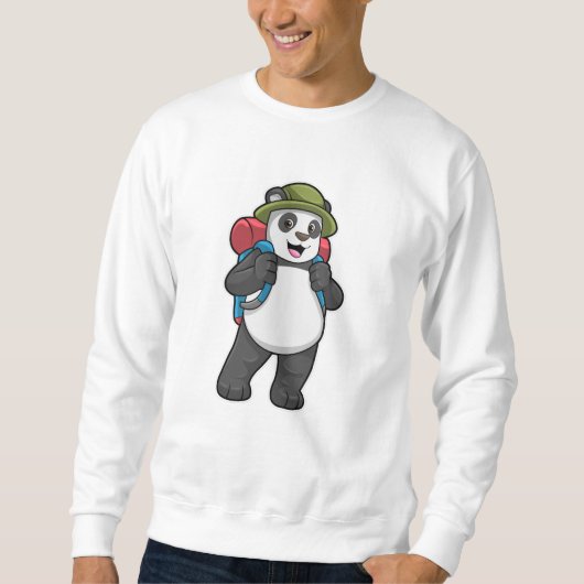 Sweatshirt Panda comme randonneur avec sac à dos (Devant)