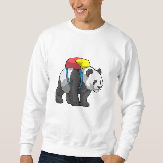 Sweatshirt Panda comme randonneur avec sac à dos (Devant)