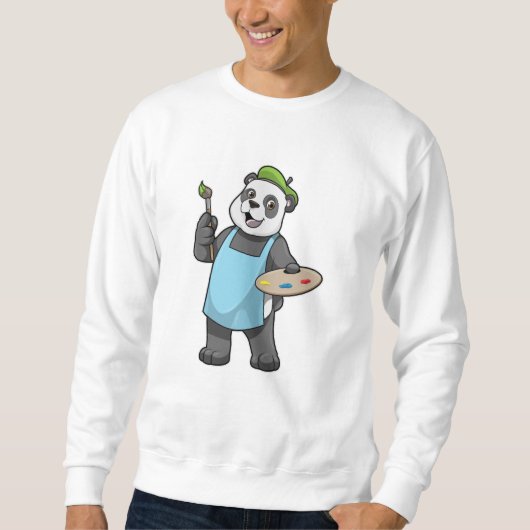 Sweatshirt Panda en peintre avec pinceau et couleur (Devant)
