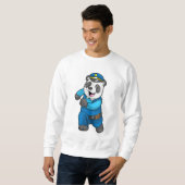 Sweatshirt Panda en tant qu'officier de police avec casquette (Devant entier)