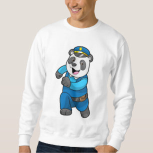 Sweatshirt Panda en tant qu'officier de police avec casquette