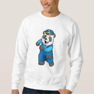 Sweatshirt Panda en tant qu'officier de police avec casquette