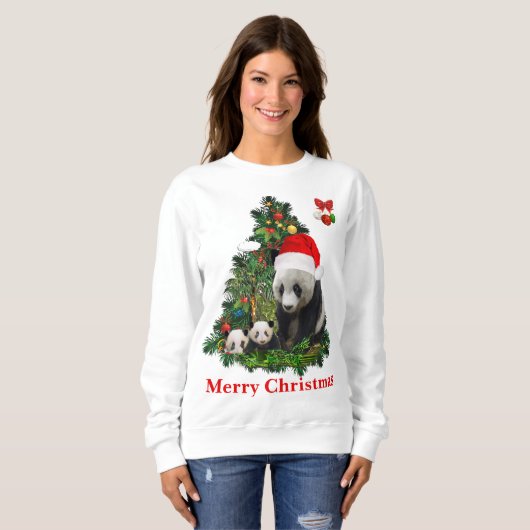 Sweatshirt Panda porte Noël (Devant entier)