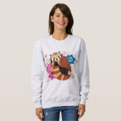 Sweatshirt Panda Rouge Lotus Fleurs Henné (Devant entier)