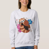 Sweatshirt Panda Rouge Lotus Fleurs Henné (Devant)