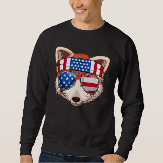 Sweatshirt Panda rouge mignon avec Drapeau Usa Lunettes de so