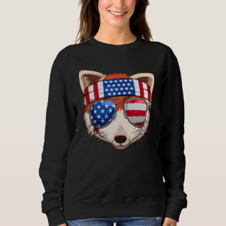 Sweatshirt Panda rouge mignon avec Drapeau Usa Lunettes de so