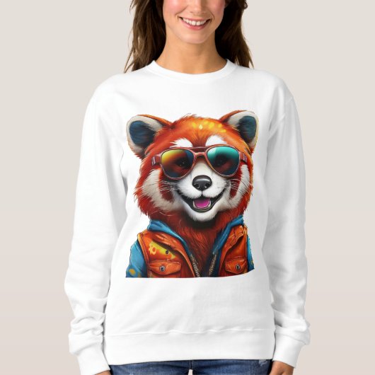 Sweatshirt Panda rouge mignon et souriant (Devant)