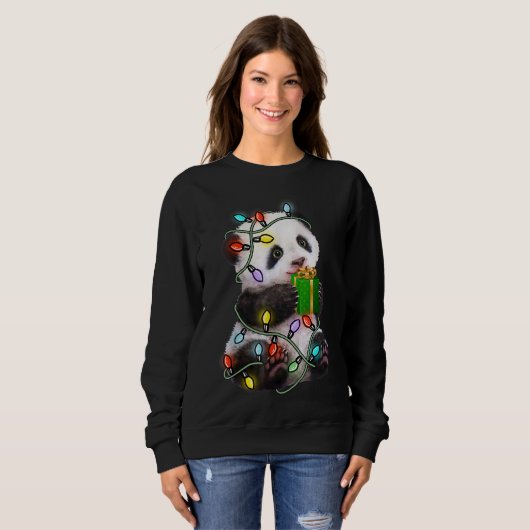 Sweatshirt Panda Tree Flammes de Noël Les Noël (Devant entier)