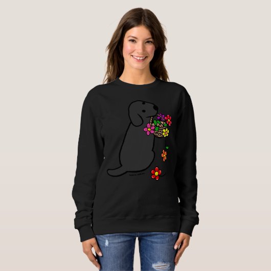 Sweatshirt Panier à fleurs Black Labrador (Devant entier)