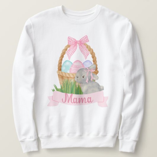 Sweatshirt Panier Pâques rose Mama (Design devant)