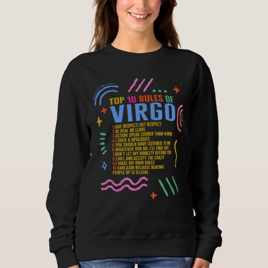 Sweatshirt Panneau Zodiac Top 10 Règles De Virgo Tournesol As (Devant)