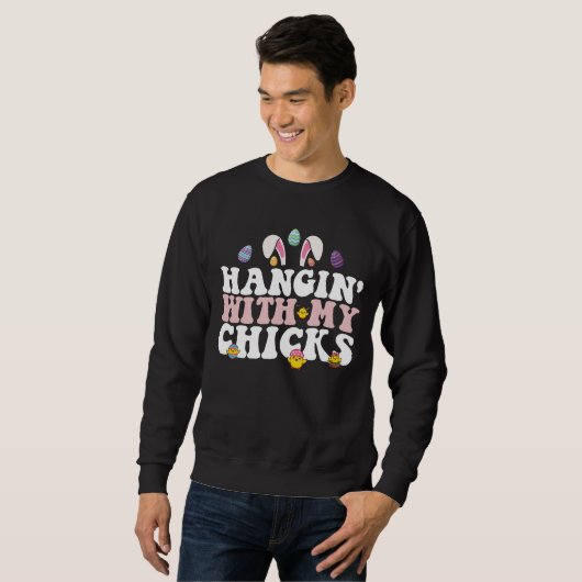 Sweatshirt Panser Avec Mes Épouses Lapin De Pâques Super Retr (Devant entier)