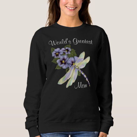 Sweatshirt Pansies et libellules (Devant)
