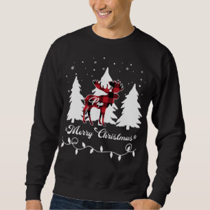 Sweatshirt Pap Moose Buffalo à carreaux rouges de Noël Fam ap