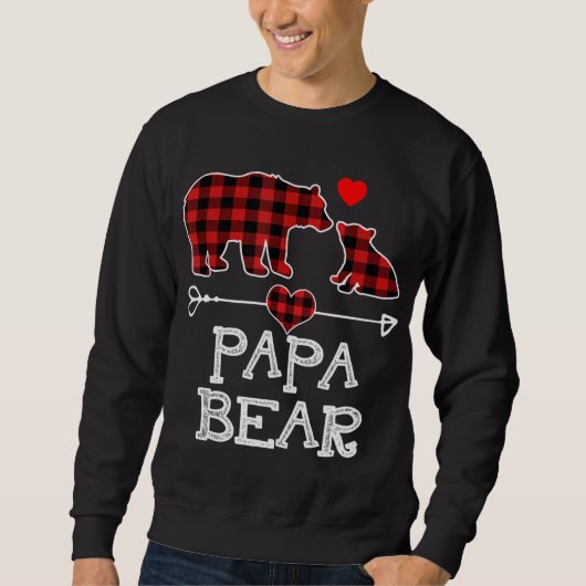 Sweatshirt Papa Bear Pajama de Noël Rouge Plaid Buffalo Famil (Devant)