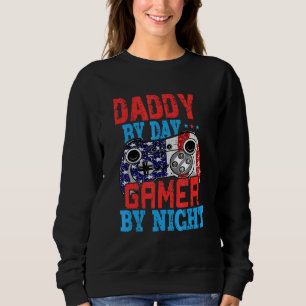 Sweatshirt Papa By Day Gamer By Night Gaming American Flag 1