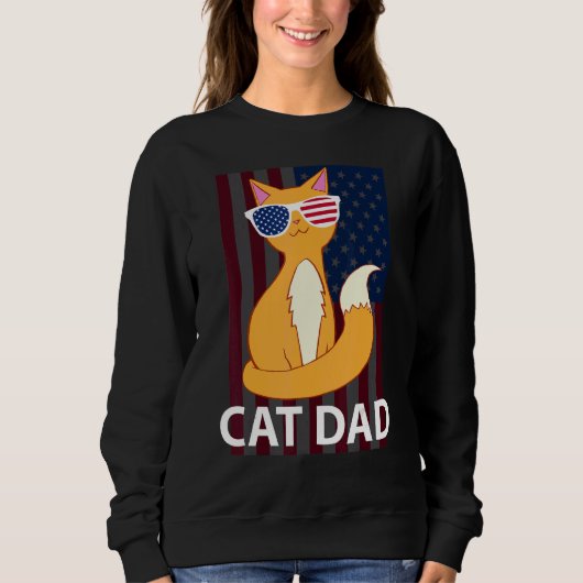 Sweatshirt Papa Chat Sur Un Drapeau (Devant)