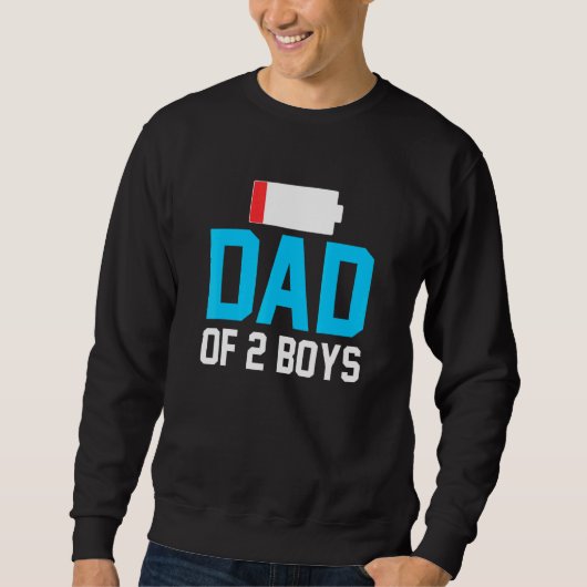 Sweatshirt Papa De Deux Garçons Batterie Faible Fatigué Père (Devant)