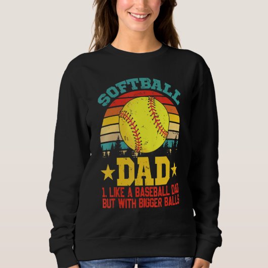 Sweatshirt Papa de softball définition de boules plus grandes (Devant)