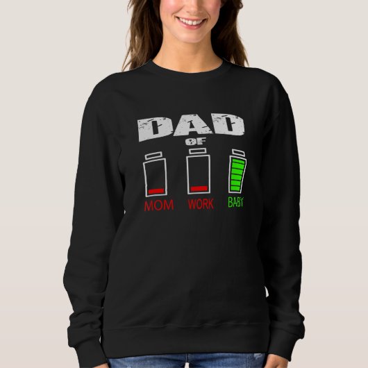 Sweatshirt Papa De Travail Maman Et Bébé Batterie Faible Pour (Devant)