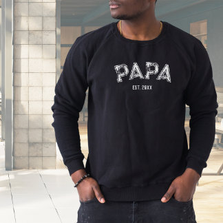 Sweatshirt Papa Est Année Vintage Varsity Grunge Typographie