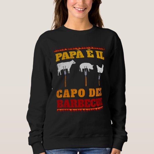 Sweatshirt Papa Est Le Patron Du Griller Gri Série Barbecue (Devant)