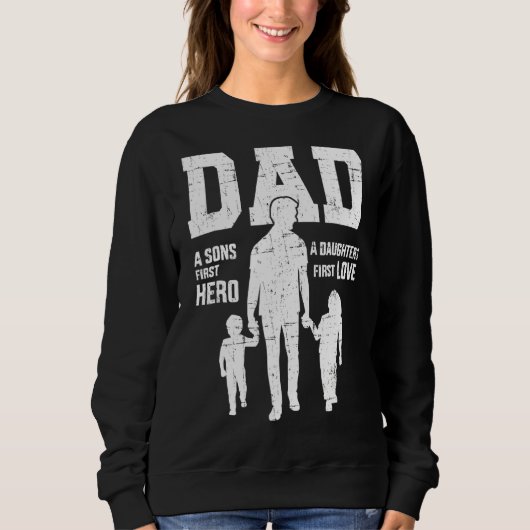 Sweatshirt Papa Fils Premier Héros Fille Amour Pour La Fête d (Devant)