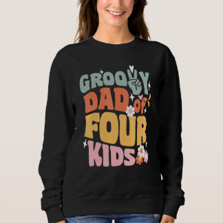 Sweatshirt Papa Groovy de quatre enfants Rétro Retour à l'éco
