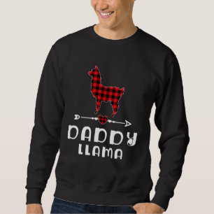 Sweatshirt Papa Llama Pyjama de Noël Rouge Plaid Buffalo Fam