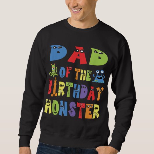 Sweatshirt Papa Of The Birthday Monster Alien Kid B day Party (Devant)