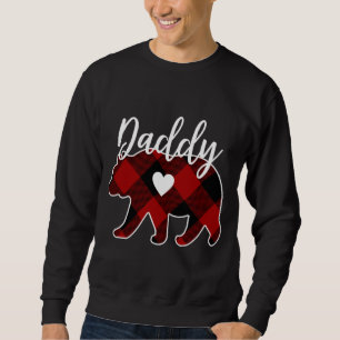 Sweatshirt Papa Ours Buffle de Noël Plaid Rouge Blanc Et B
