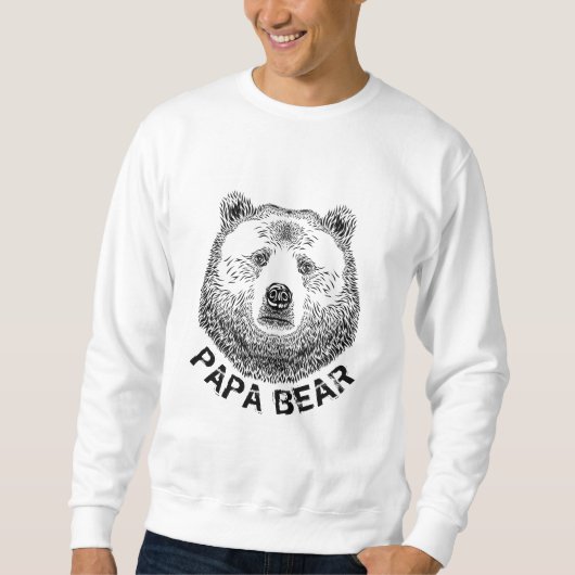 Sweatshirt Papa Ours, Illustration Dessinée à la Main (Devant)