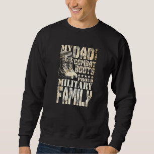 Sweatshirt Papa Porte Des Bottes De Combat Fière Famille Mili