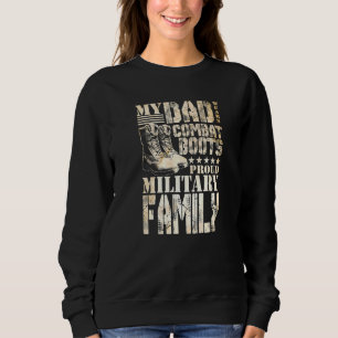 Sweatshirt Papa Porte Des Bottes De Combat Fière Famille Mili