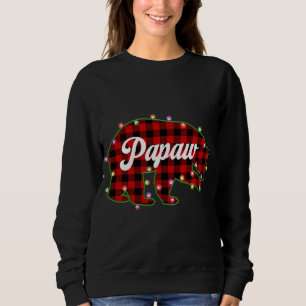 Sweatshirt Papaw Bear Buffalo Plaid Red Christmas Light Match