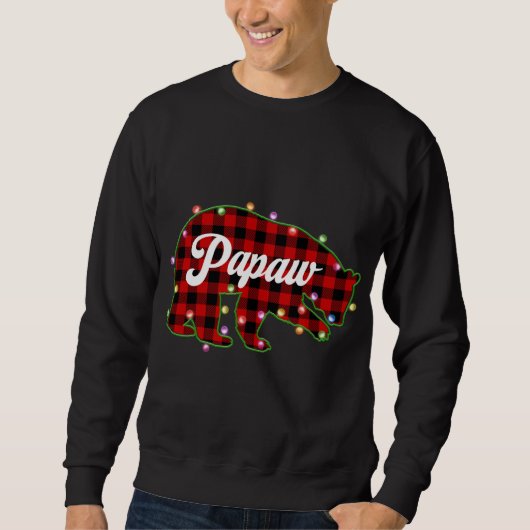 Sweatshirt Papaw Bear Buffalo Plaid Red Christmas Light Match (Devant)