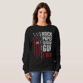 Sweatshirt Papier Rock Ciseaux Gun 2a Pro Gun Papa plaisanter (Devant entier)