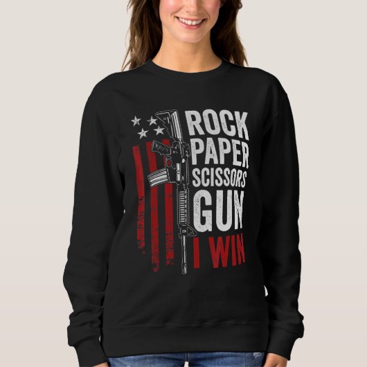 Sweatshirt Papier Rock Ciseaux Gun 2a Pro Gun Papa plaisanter (Devant)