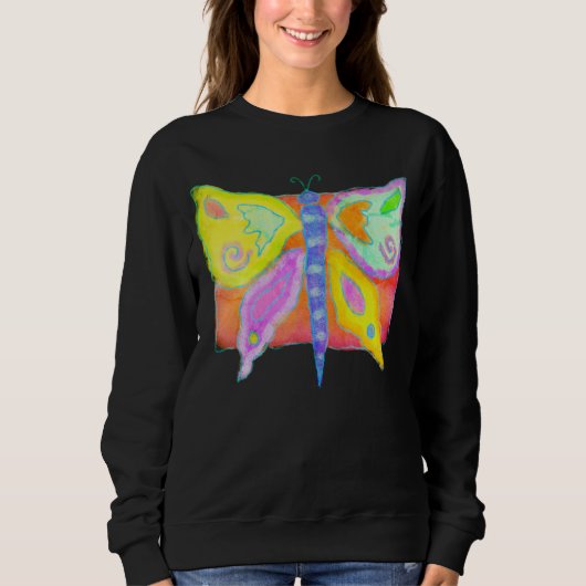 Sweatshirt Papillon Abstrait coloré à porter (Devant)