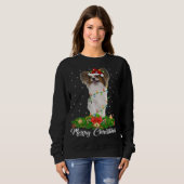 Sweatshirt Papillon Amoureux des chiens correspondant Santa H (Devant entier)