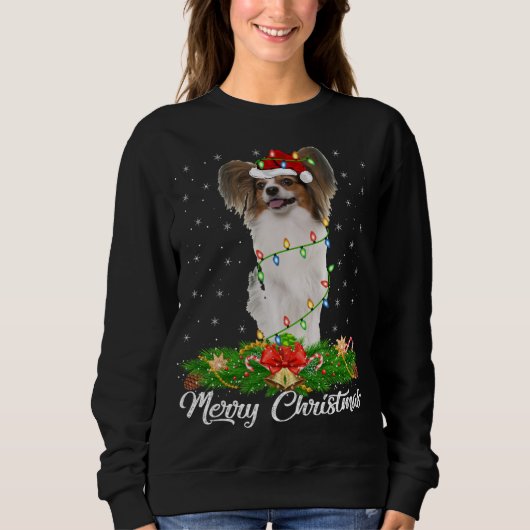 Sweatshirt Papillon Amoureux des chiens correspondant Santa H (Devant)