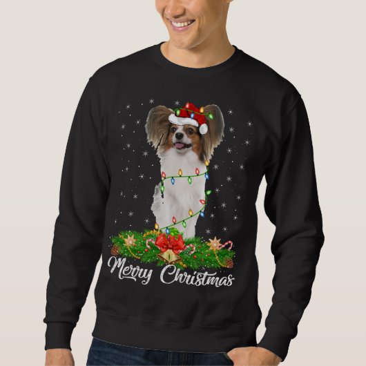 Sweatshirt Papillon Amoureux des chiens correspondant Santa H (Devant)