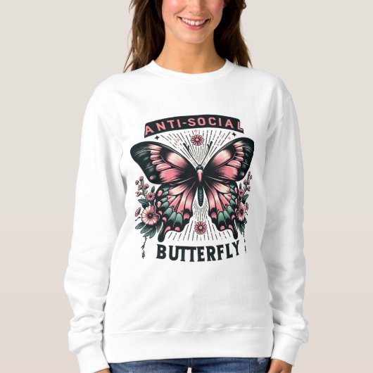 Sweatshirt Papillon anti-social (Devant)