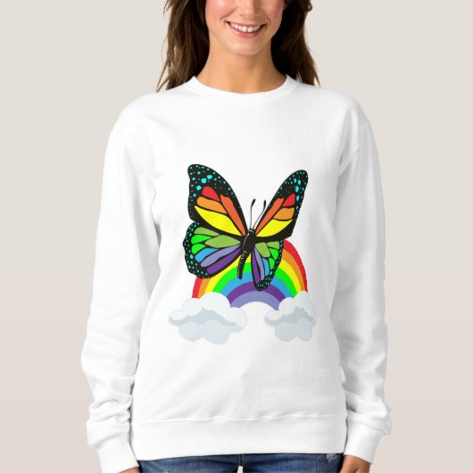 Sweatshirt Papillon avec arc-en-ciel (Devant)