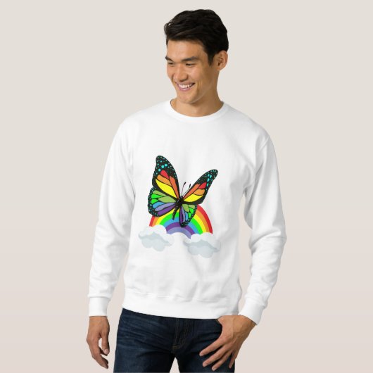 Sweatshirt Papillon avec arc-en-ciel (Devant entier)