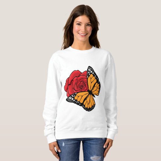 Sweatshirt Papillon avec Rose (Devant entier)