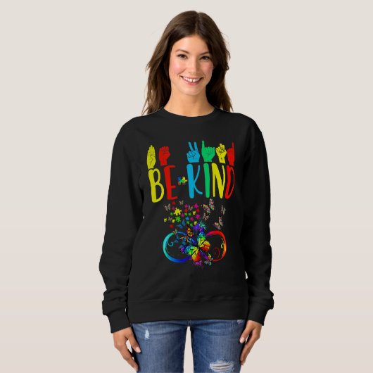 Sweatshirt Papillon Be Kind Sensibilisation sur l'autisme Moi (Devant entier)