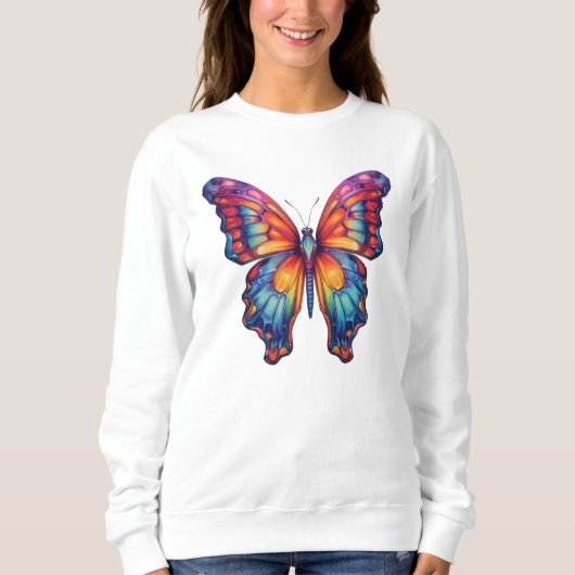 Sweatshirt Papillon Bleu Orange ailes (Devant)