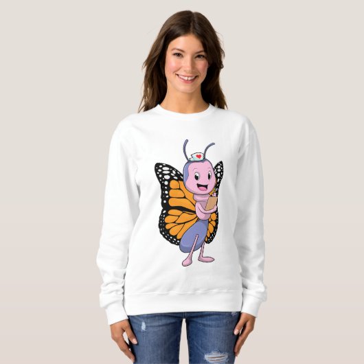 Sweatshirt Papillon comme infirmière (Devant entier)